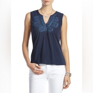 Lucky Brand Embroidered Bib Tank Top , Navy